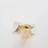 Anel Dourado Regulável Banho Ouro Pedra Mineral Lapidada Quartzo Rosa Formato Coração Pequeno
