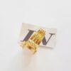 Anel Dourado Regulável Banho Ouro Pedra Mineral Lapidada Quartzo Rosa Formato Coração Pequeno