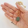 Conjunto Dourado Banho Ouro Pedra Verde Colar Corrente Aço + Anel Dourado Regulável Coração Verde