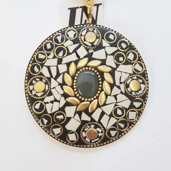 8837b Colar Tibetano Caquinho Branco Corrente Aço Banho Ouro Elo Português-106