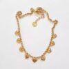 Conjunto 2 Colares Quartzo Verde Corações Banho Ouro Elo Português-218
