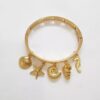 Conjunto 3 Colares + 5 Pulseiras Pingentes Coleção Mar e Verão Banho Ouro