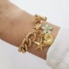 8855l Pulseira Penduricalhos Banho Ouro Caracol Estrela do Mar Flor Elo Grumet-117