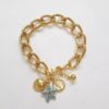 Conjunto 3 Colares + 5 Pulseiras Pingentes Coleção Mar e Verão Banho Ouro