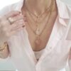 Colar Pingente Mini Coração Quartzo Rosa Banho Ouro Elo Português-218