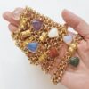 Conjunto 7 Pulseiras Pedras Minerais Àgata Sodalita Ametista Banho Ouro