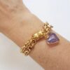 Conjunto 7 Pulseiras Pedras Minerais Àgata Sodalita Ametista Banho Ouro