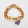 Conjunto 7 Pulseiras Pedras Minerais Àgata Sodalita Ametista Banho Ouro