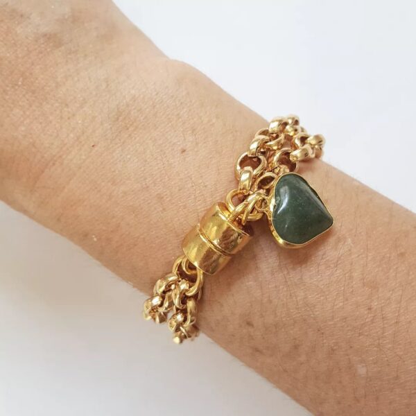 Conjunto 7 Pulseiras Pedras Minerais Àgata Sodalita Ametista Banho Ouro
