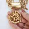 Conjunto de Pulseira e Colar Árvore da Vida em Ouro Banho para Mulheres Elegantes