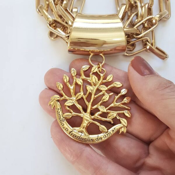 Conjunto de Pulseira e Colar Árvore da Vida em Ouro Banho para Mulheres Elegantes