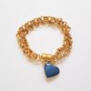 Pulseira Pedra Mineral Ágata Mini Coração Banho Ouro Elo Português-106
