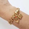 Pulseira Pingentes Mala Anel Love Banho Ouro Elo Losango Corrente Aço