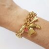 Conjunto 4 Pulseiras Pingentes Femininos Moda e Viagem Banho Ouro