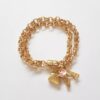 Conjunto 4 Pulseiras Pingentes Femininos Moda e Viagem Banho Ouro