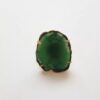 8870c Anel Regulável Pedra Mineral Ágata Verde Cravejada Banho Ouro
