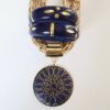 Conjunto 2 Pulseiras + Colar Tibetano Caquinho Azul Marinho Corrente Banho Ouro