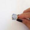8895e Anel Pedra Mineral Bruta Sodalita Azul Metal Regulável Aberto Banho Ouro