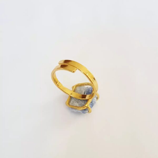 8895f Anel Pedra Mineral Bruta Sodalita Azul Metal Regulável Aberto Banho Ouro