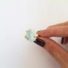 Anel Pedra Mineral Bruta Água Marinha Turquesa Metal Regulável Aberto Banho Ouro