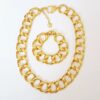 Conjunto Pulseira + Colar Grumet Conectável Elos Grandes Metal Banho Ouro