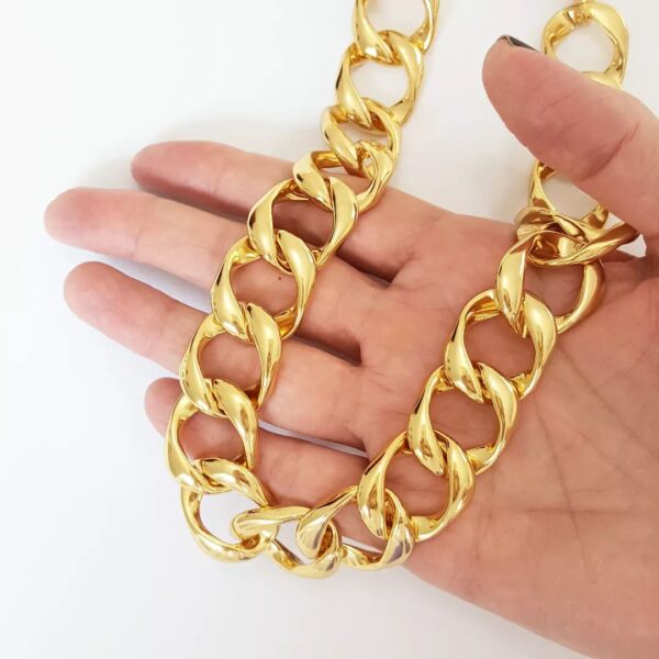 Colar Feminino Grumet Conectável Elos Grandes Metal Banho Ouro