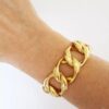 Conjunto Pulseira + Colar Grumet Conectável Elos Grandes Metal Banho Ouro