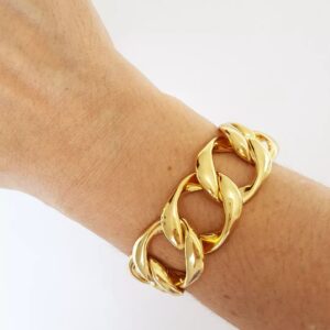 Pulseira Grumet Conectável Elos Grandes Metal Banho Ouro Fecho Ímã