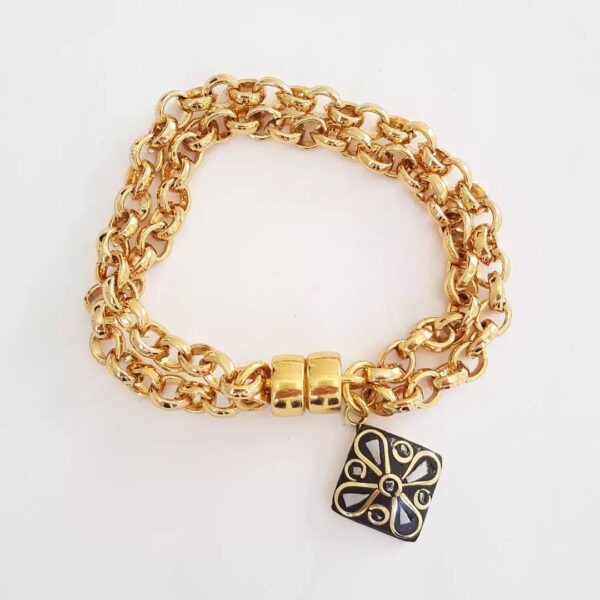 Pulseira Pingente Tibetano Caquinho Cerâmica Branca Elo Português-106