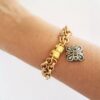 Pulseira Pingente Tibetano Caquinho Cerâmica Branca Elo Português-106
