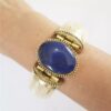 Pulseira Tibetana Importada Larga Osso Pedra Mineral Azul Estrela 18cm