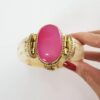 Pulseira Tibetana Osso Importada Média Pedra Mineral Ágata Pink