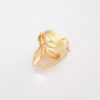 Anel Ajustável Pedra Mineral Quartzo Rosa Cravejada Metal Banho Ouro
