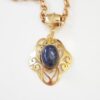 Conjunto Pedra Estrela Azul Pulseira Tibetana Osso + Colar Elo Português-106