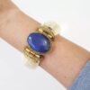 Conjunto Pedra Estrela Azul Pulseira Tibetana Osso + Colar Elo Português-106