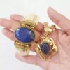 Conjunto Pedra Estrela Azul Pulseira Tibetana Osso + Colar Elo Português-106