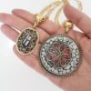 Conjunto 2 Colares Tibetanos Caquinho Branco e Vermelho Elo Português-130