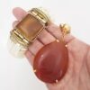 Conjunto Ágata Mel Pulseira Tibetana Osso + Colar Elo Português-106