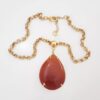 Conjunto Ágata Mel Pulseira Tibetana Osso + Colar Elo Português-106