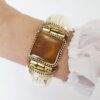 Conjunto Ágata Mel Pulseira Tibetana Osso + Colar Elo Português-106