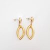 Conjunto Combinado Colar + Pulseira + Brinco Elo Grande Formato Folha Banho
