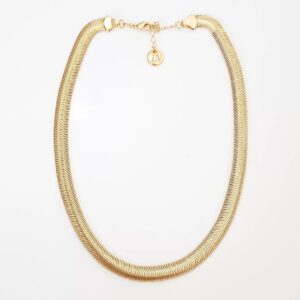 Colar Elo Serpente 60mm Médio Banho Ouro Corrente Tombak/Metal