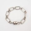 Pulseira Elo Alternado-150 Banho Prateado 1 Volta Corrente Aço