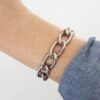 Pulseira Elo Grumet-317 Banho Prateado 1 Volta Corrente Aço