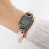 Pulseira Tibetana Fina Osso Pedra Mineral Ágata Escura Banho Prateado