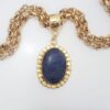 Colar Pedra Mineral Sodalita Azul 2 Voltas Elo Português-106 Banho Ouro