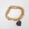Pulseira Pedra Mineral Sodalita Azul 2 Voltas Elo Português-106 Banho Ouro