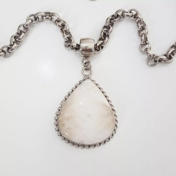 8967d Conjunto Combinado Pulseira + Colar Pedra Branca Banho Prateado