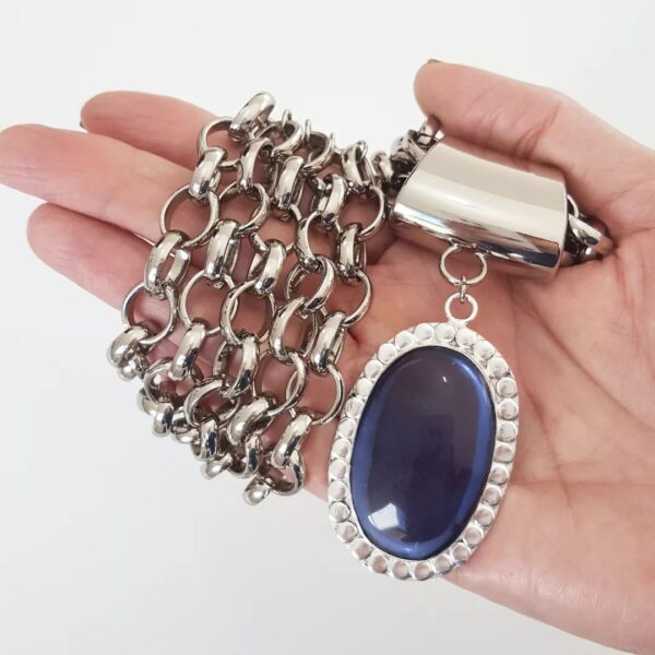 Conjunto Pulseira 5 Voltas + Colar Pedra Lilás 3 Voltas Elo Português-145
