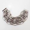 Conjunto Colar Ágata Preta + Pulseira 5 Voltas Banho Prateado Elo Retangular-24